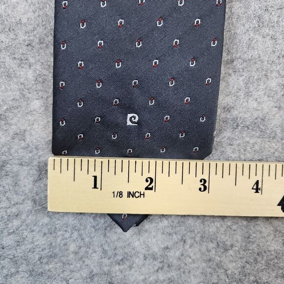Pierre Cardin Necktie Vintage Embroidered Logo Gray Geometric Print 3"x52" - Picture 6 of 7